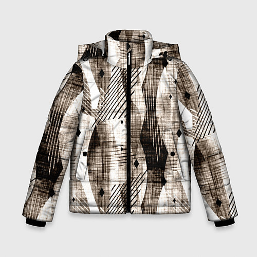Зимняя куртка для мальчика Абстрактный гранжевый коричнево-бежевый / 3D-Светло-серый – фото 1