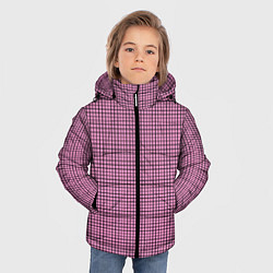 Куртка зимняя для мальчика Мелкая черно-розовая клетка, цвет: 3D-красный — фото 2