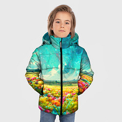 Куртка зимняя для мальчика Бесконечное поле цветов, цвет: 3D-красный — фото 2