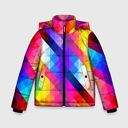 Куртка зимняя для мальчика Яркие квадраты, цвет: 3D-красный