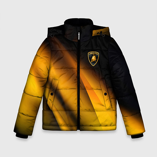 Зимняя куртка для мальчика Ламборгини - желтая абстракция / 3D-Светло-серый – фото 1
