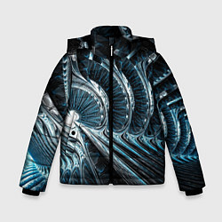 Куртка зимняя для мальчика Кибернетический абстрактный тоннель, цвет: 3D-черный