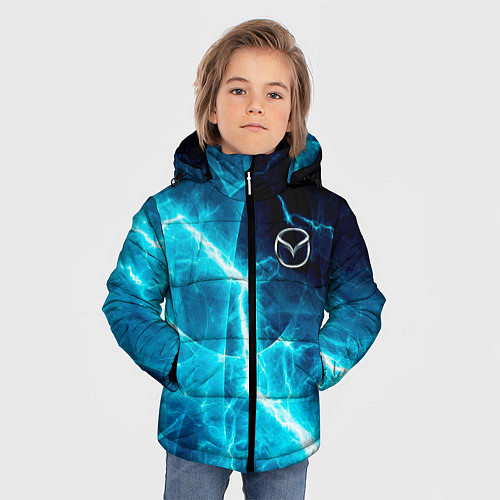 Зимняя куртка для мальчика Mazda - молнии / 3D-Светло-серый – фото 3