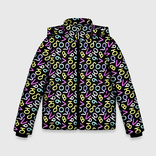 Зимняя куртка для мальчика Любовь буквы паттерн / 3D-Светло-серый – фото 1