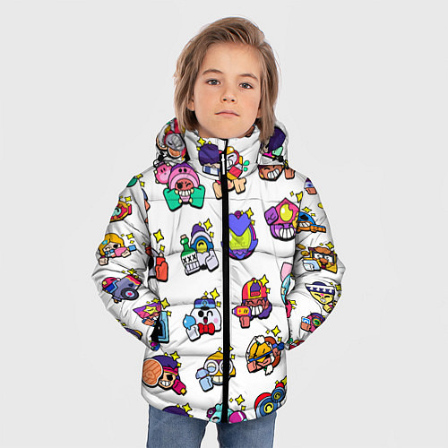 Зимняя куртка для мальчика Особые редкие пины значки Бравл Старс / 3D-Светло-серый – фото 3