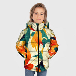 Куртка зимняя для мальчика Винтажный цветочный рисунок, цвет: 3D-черный — фото 2