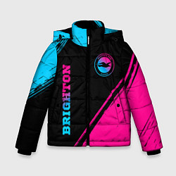 Куртка зимняя для мальчика Brighton - neon gradient: символ и надпись вертика, цвет: 3D-черный