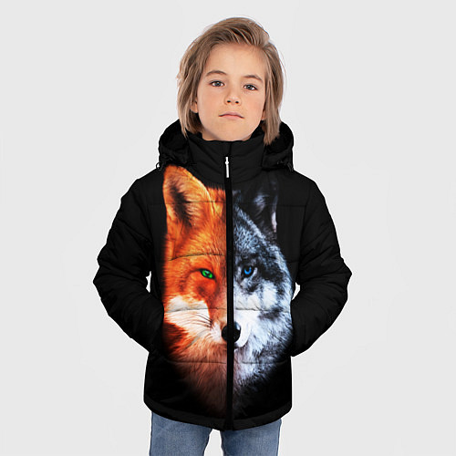 Зимняя куртка для мальчика Волк и Лисица / 3D-Светло-серый – фото 3