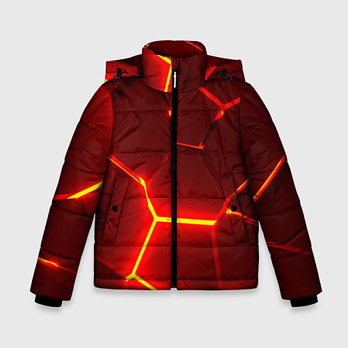 Зимняя куртка для мальчика Красные неоновые геометрические плиты / 3D-Красный – фото 1