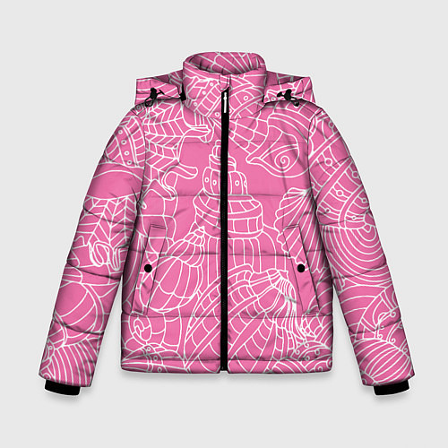 Зимняя куртка для мальчика Океанские ракушки - паттерн / 3D-Светло-серый – фото 1