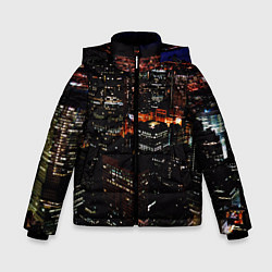 Куртка зимняя для мальчика Ночной город - вид с высоты, цвет: 3D-светло-серый