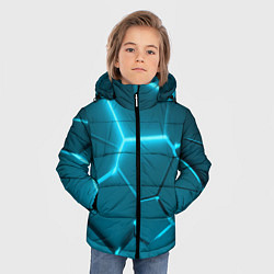 Куртка зимняя для мальчика Ледяные неоновые геометрические плиты, цвет: 3D-черный — фото 2