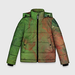 Куртка зимняя для мальчика Зелёные и красные волны красок, цвет: 3D-светло-серый