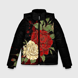 Куртка зимняя для мальчика Прекрасные розы, цвет: 3D-черный