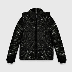Куртка зимняя для мальчика Летящее трехмерное пространство, цвет: 3D-черный