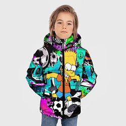 Куртка зимняя для мальчика Барт Симпсон - центр-форвард на фоне граффити, цвет: 3D-красный — фото 2