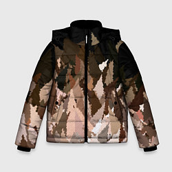 Куртка зимняя для мальчика Abstract mosaic pattern brown and black, цвет: 3D-черный
