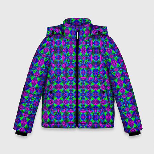 Зимняя куртка для мальчика Калейдоскопический неоновый узор / 3D-Светло-серый – фото 1