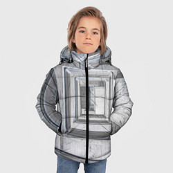 Куртка зимняя для мальчика Абстрактная спираль из блоков, цвет: 3D-светло-серый — фото 2