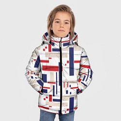 Куртка зимняя для мальчика Геометрический узор Орион красно-синий на белом, цвет: 3D-черный — фото 2
