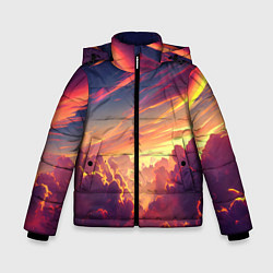 Куртка зимняя для мальчика Закатное солнце в облаках, цвет: 3D-светло-серый