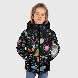 Куртка зимняя для мальчика Космический мусор, цвет: 3D-красный — фото 2