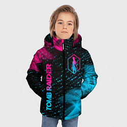 Куртка зимняя для мальчика Tomb Raider - neon gradient: надпись, символ, цвет: 3D-черный — фото 2