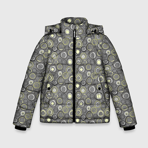 Зимняя куртка для мальчика Серый абстрактный узор ретро с кольцами / 3D-Светло-серый – фото 1
