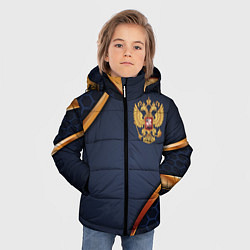 Куртка зимняя для мальчика Blue & gold герб России, цвет: 3D-черный — фото 2