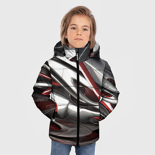 Зимняя куртка для мальчика Блестящие фигуры / 3D-Светло-серый – фото 3