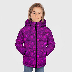 Куртка зимняя для мальчика Абстрактный неоновый узор Фуксия, цвет: 3D-черный — фото 2