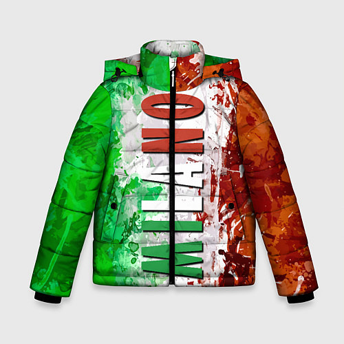 Зимняя куртка для мальчика Флаг Италии - кляксы / 3D-Красный – фото 1