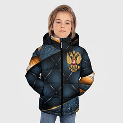 Куртка зимняя для мальчика Золотой герб России на объемном фоне, цвет: 3D-светло-серый — фото 2