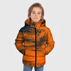 Куртка зимняя для мальчика Абстрактная оранжевая поверхность и чёрные тени, цвет: 3D-светло-серый — фото 2