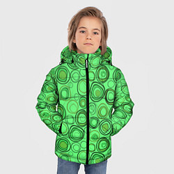 Куртка зимняя для мальчика Ярко-зеленый неоновый абстрактный узор, цвет: 3D-светло-серый — фото 2