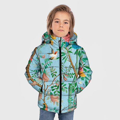 Зимняя куртка для мальчика Райский сад в стиле gucci / 3D-Светло-серый – фото 3