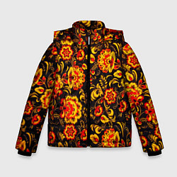 Куртка зимняя для мальчика Хохлома роспись, цвет: 3D-черный