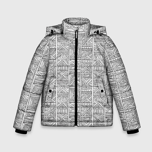 Зимняя куртка для мальчика Орнамент треугольник / 3D-Светло-серый – фото 1