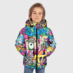 Куртка зимняя для мальчика Велосипедист и глаз граффити, цвет: 3D-светло-серый — фото 2