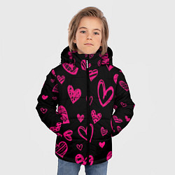 Куртка зимняя для мальчика Розовые сердца, цвет: 3D-красный — фото 2