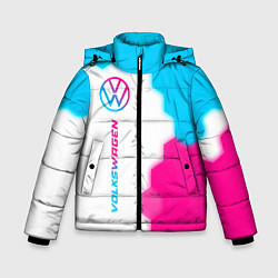 Куртка зимняя для мальчика Volkswagen neon gradient style: по-вертикали, цвет: 3D-черный