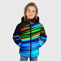 Куртка зимняя для мальчика Абстрактные неоновые полосы, цвет: 3D-красный — фото 2