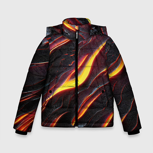 Зимняя куртка для мальчика Огонь сквозь расколы в плите как магическая лава / 3D-Красный – фото 1