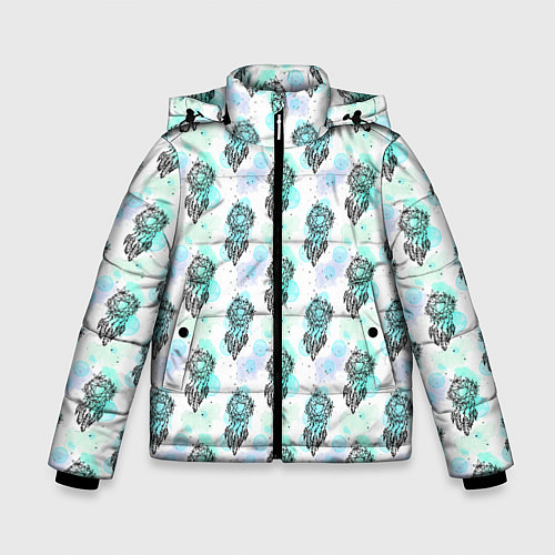 Зимняя куртка для мальчика Ловцы снов на пастельном фоне, паттерн / 3D-Светло-серый – фото 1