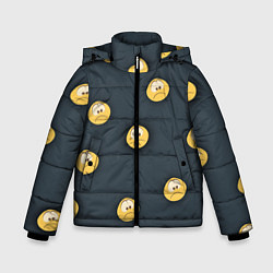 Куртка зимняя для мальчика Грусть смайла, цвет: 3D-черный