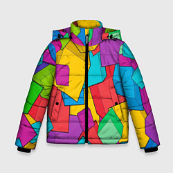 Куртка зимняя для мальчика Фон из разноцветных кубиков, цвет: 3D-светло-серый