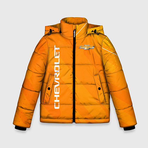Зимняя куртка для мальчика Chevrolet Абстракция жёлтая / 3D-Светло-серый – фото 1