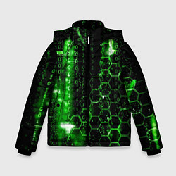 Куртка зимняя для мальчика Зелёный программный код, цвет: 3D-светло-серый