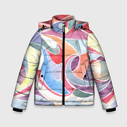 Куртка зимняя для мальчика Буйство красок акварель, цвет: 3D-черный