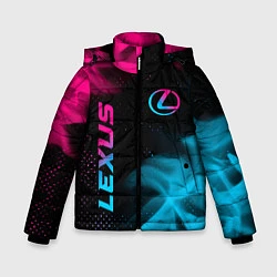 Куртка зимняя для мальчика Lexus - neon gradient: надпись, символ, цвет: 3D-черный